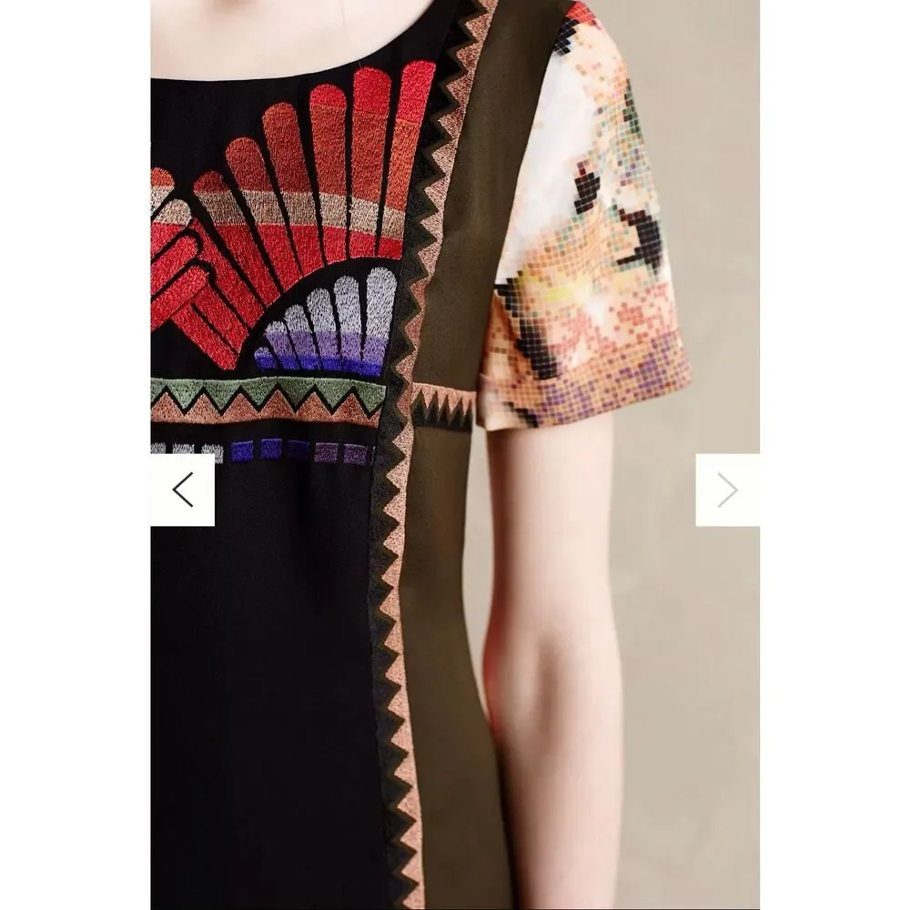 Ranna Gill Anthropologie Fanned Vignette Shift dress size 4